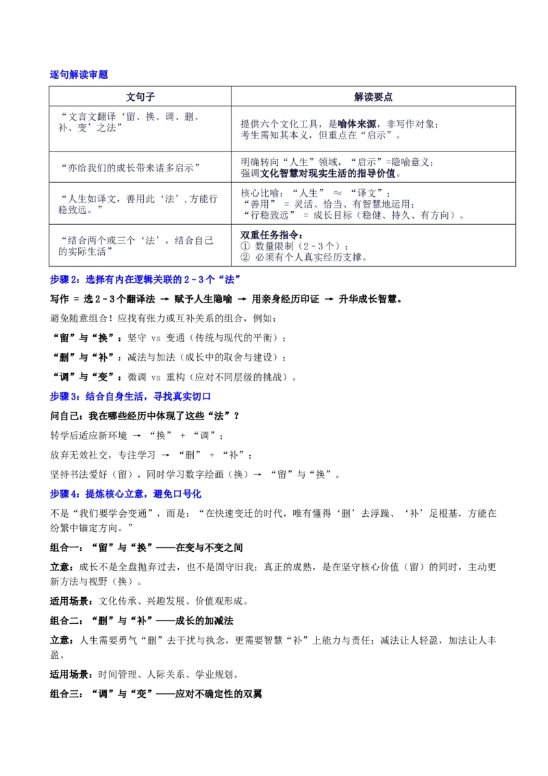 《辽宁省名校联盟高三12月联考“文言翻译“留、换、调、删、补、变”六法思辨——人生如译，贵在善法”_专项复习_2026年-语文专项复习_302026年高考语文各地名校模考卷作文导写》第2页预览