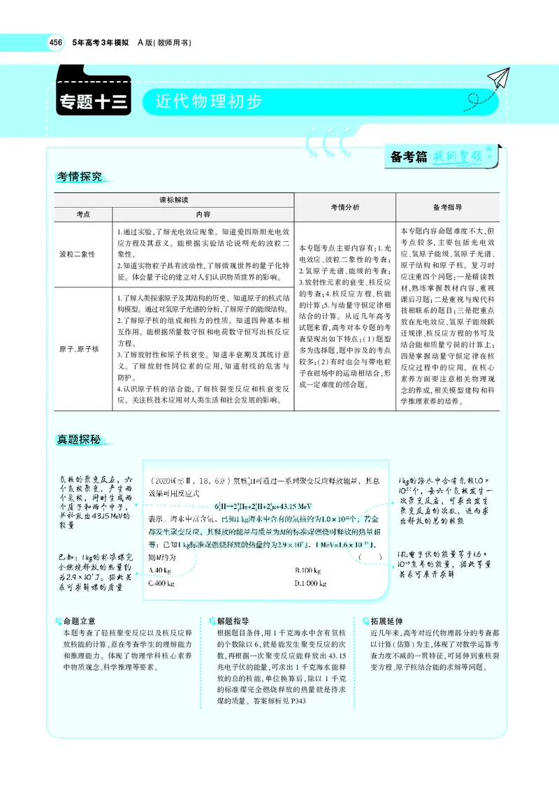 《专题十三　近代物理初步_2022版教学资源包_五年高考三年模拟_2022版新高考版选考总复习物理5·3A版_专题十三近代物理初步_专题PDF_专题PDF_专题电子书》第1页预览