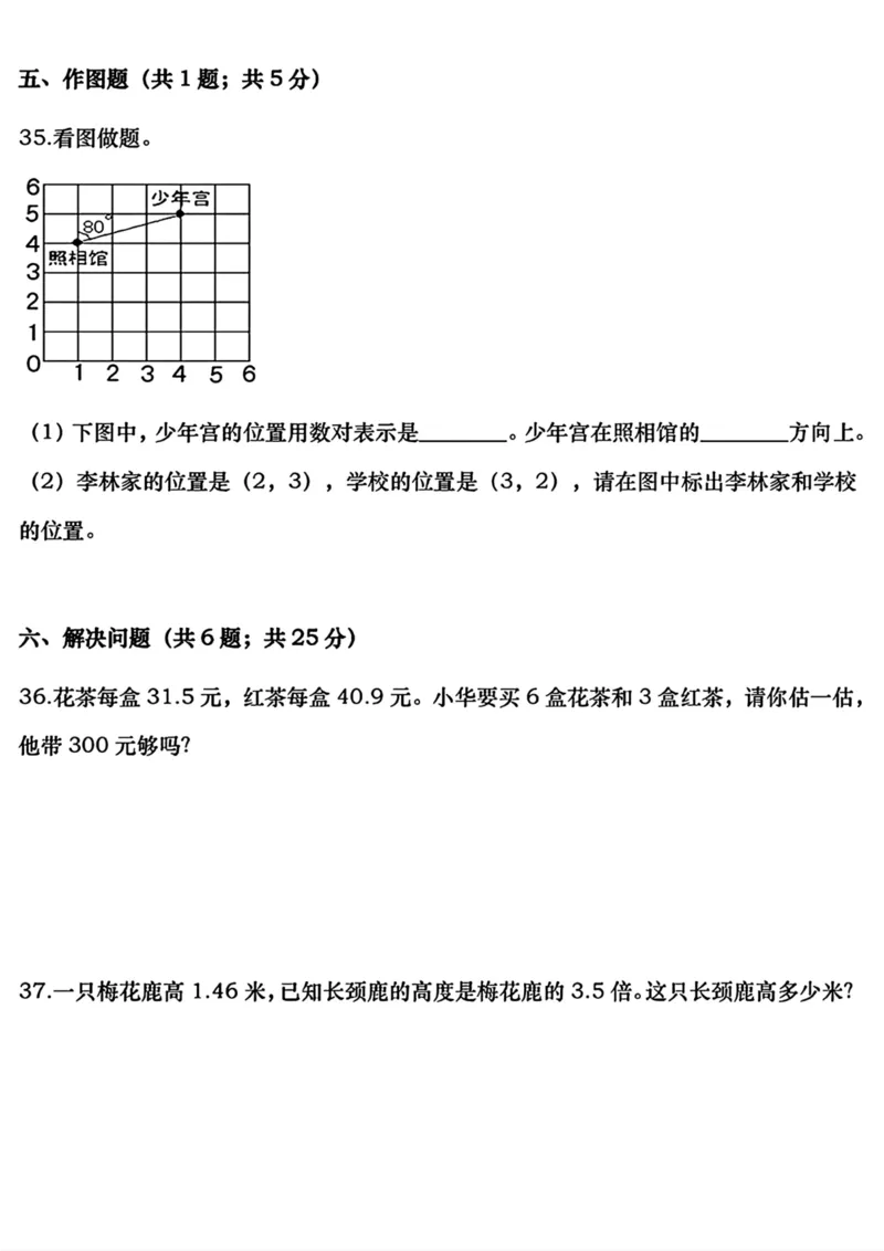 《五年级数学上册期中考试高频考点卷_5年级上册同步教辅_5上数学_五上数学人教版试卷》第5页预览