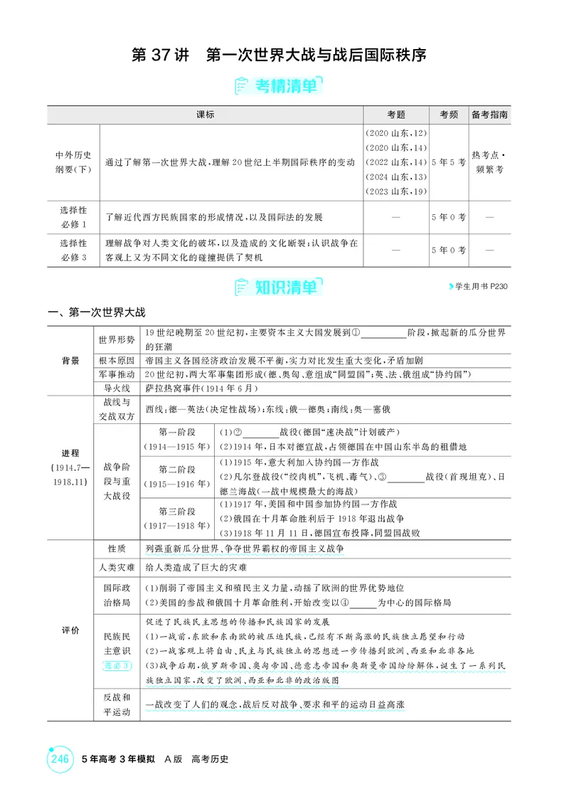《1_精讲册-第十四单元　两次世界大战、十月革命与国际秩序的演变_2026版教学资源包_202653高考总复习A版_山东版_2026版.山东版.选考总复习.历史.5·3A版_二、教师用书PDF_第三部分世界史》第2页预览