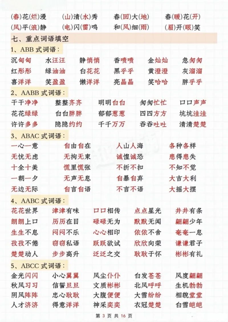 《二年级上册语文全册高频考点汇总_2年级上册同步教辅_2上-语文_二上语文-核心考点》第3页预览