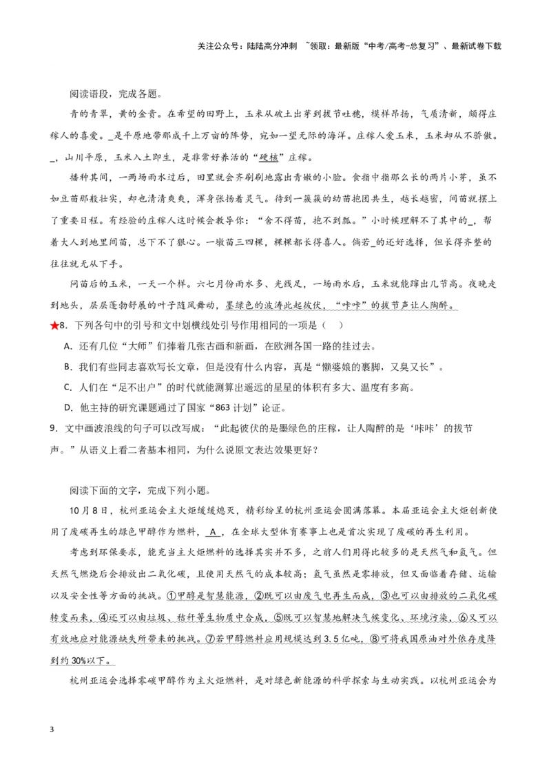 《题型28语言文字运用之修辞手法和标点符号（巩固训练）（解析版）_专项复习_2024年_2024年高考语文常考题型练习题训练巩固试题专练习_资料》第3页预览