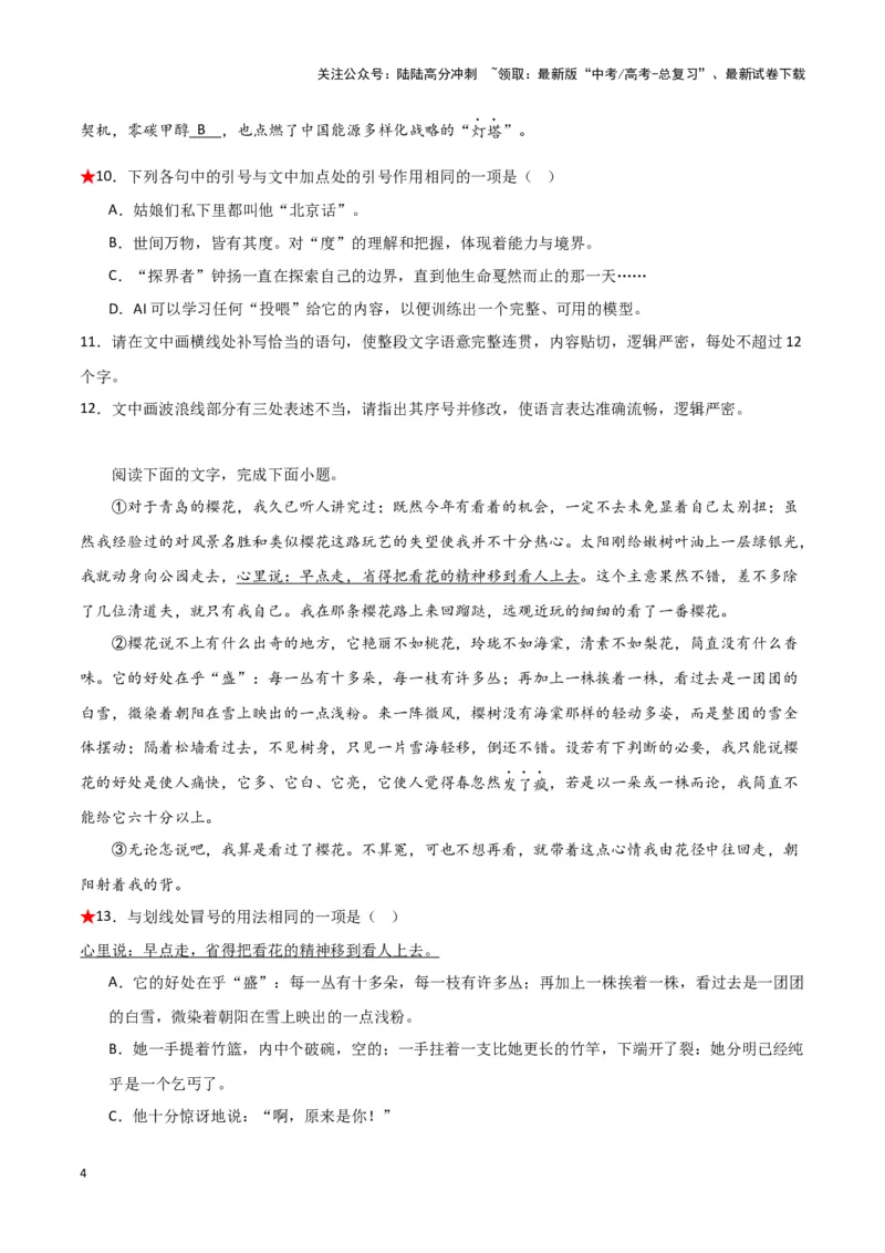 《题型28语言文字运用之修辞手法和标点符号（巩固训练）（解析版）_专项复习_2024年_2024年高考语文常考题型练习题训练巩固试题专练习_资料》第4页预览