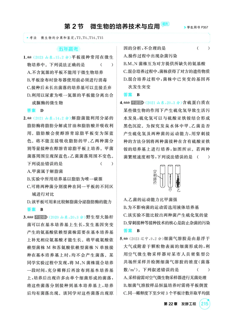 《1_精练册PDF-第22章发酵工程_2026版教学资源包_202653高考总复习A版_山东版_2026版.山东版.选考总复习.生物.5·3A版_第5部分生物技术与工程_第22章发酵工程_1_精练册PDF》第6页预览
