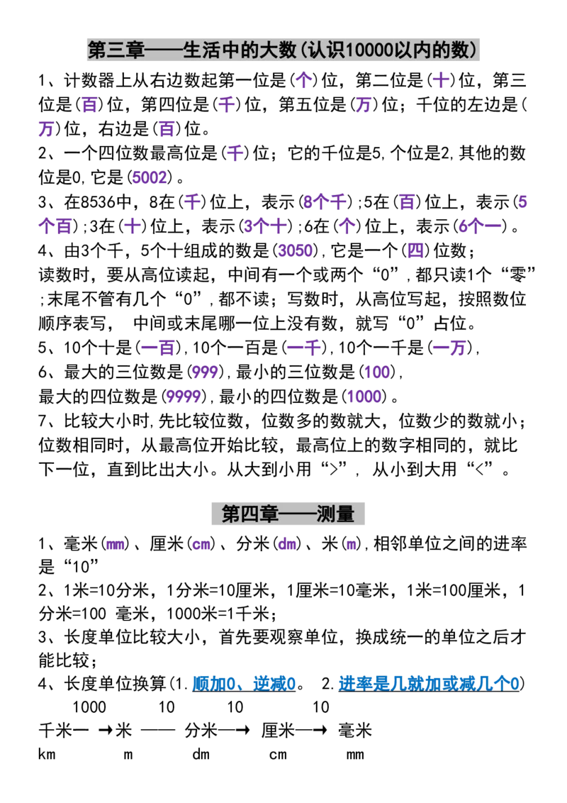 《二年级下册数学必备知识点梳理汇总(1)_2年级下册同步教辅_2下-数学_二下数学-必背资料通用》第3页预览