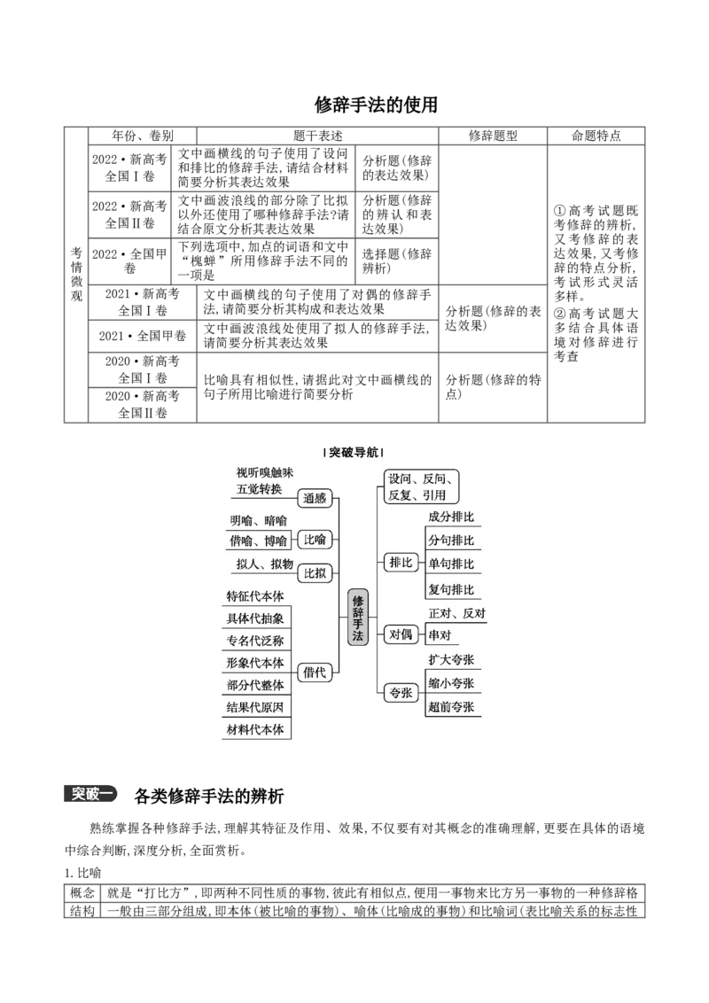 《05：修辞手法的使用_语文_二轮复习_2024年_2024年高考语文二轮语言文字运用模块备考全国通用_资料》第1页预览