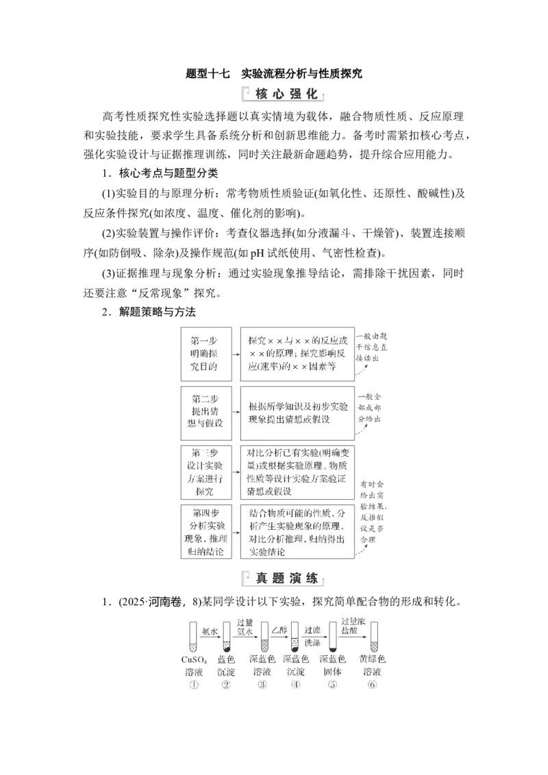 《17题型十七　实验流程分析与性质探究_2026版高中《二三轮复习+冲刺复习》》第1页预览