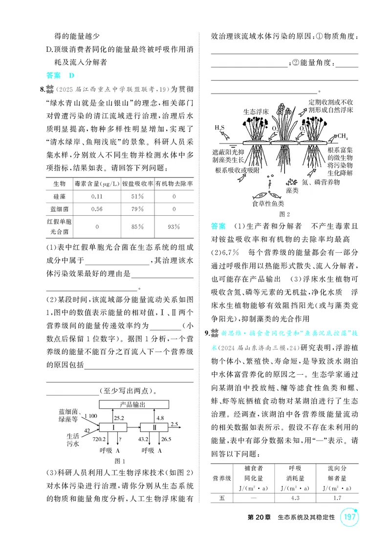 《1_精练册第20章生态系统及其稳定性_2026版教学资源包_202653高考总复习A版_新高考_生物_教师A版2026年.新高考版.生物.53_第4部分生物与环境_第20章生态系统及其稳定性_4_PDF教参电子书》第5页预览