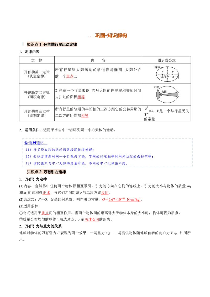 《第12讲万有引力定律及应用（专项训练）（安徽专用）（教师版）_地理_2027年高考地理一轮_2027年高考物理一轮课件+讲义+练习（安徽专用）-G326_2027版》第2页预览
