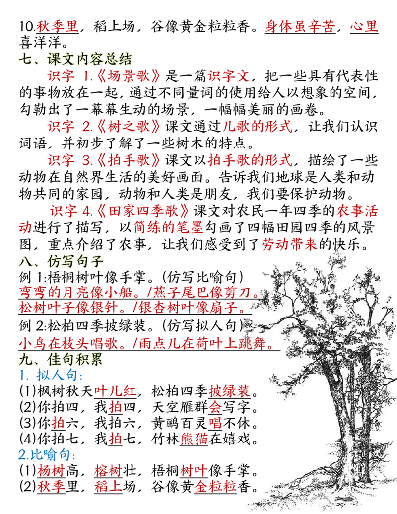《二年级上册语文单元必考点完整版_2年级上册同步教辅_2上-语文_二上语文-期中+期末复习》第4页预览