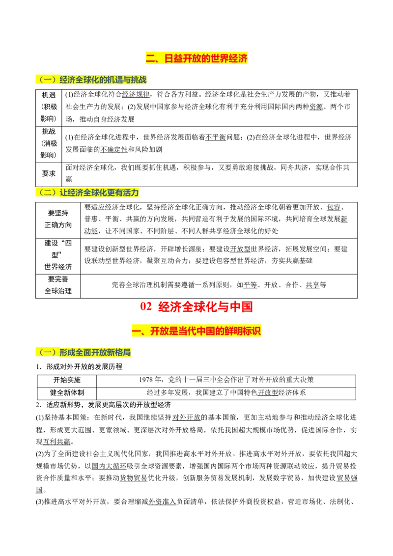 《晨读知识点13--经济全球化-4页_zheng治_2026年_2026年高考政治一轮复习复习晨读晚练系列（核心知识＋专项训练）-G397_资料》第2页预览