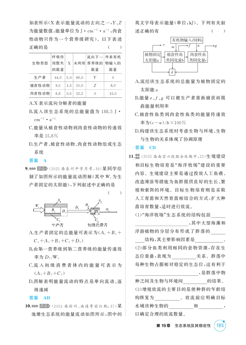 《1_精练册-第19章　生态系统及其稳定性_2026版教学资源包_202653高考总复习A版_江苏版_2026版.江苏版.选考总复习.生物.5·3A版_第4部分生物与环境_第19章生态系统及其稳定性_1_精练册PDF》第5页预览