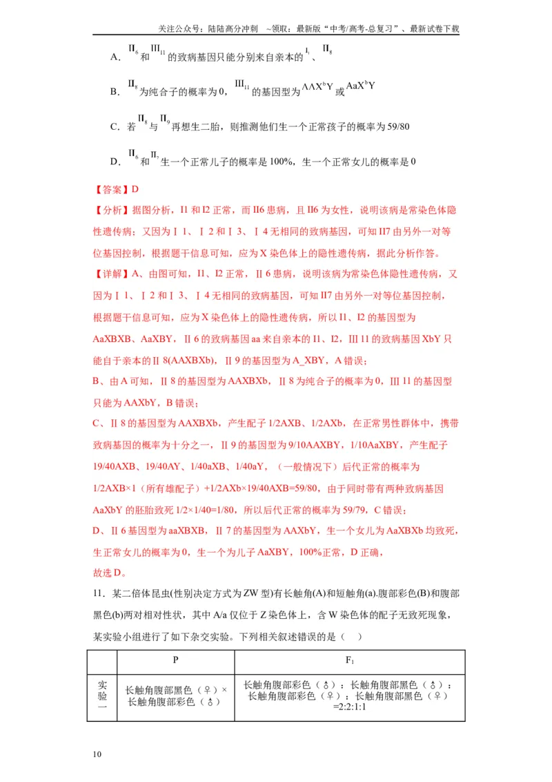 《第五单元基因的传递规律（测试卷）（解析版)_06-生物-高考总复习_一轮复习_2024年_2024年高考生物一轮复习重难点专项突破_资料》第10页预览