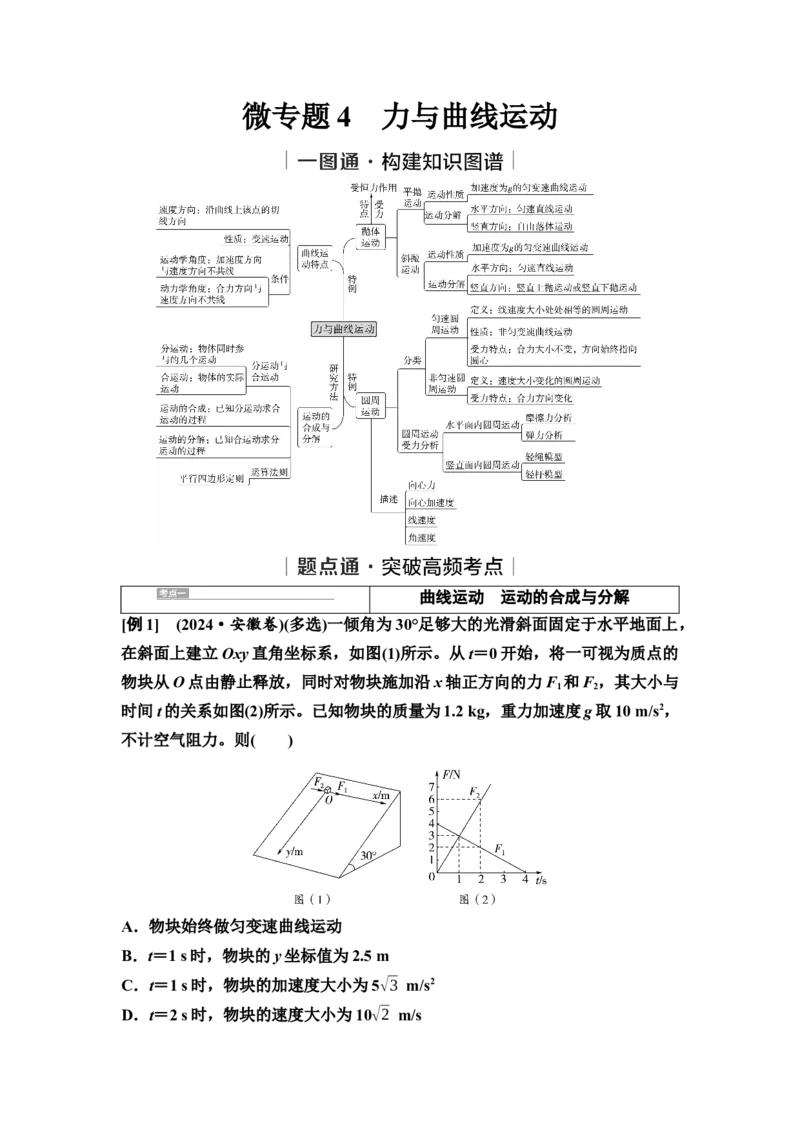 《04　大单元一　微专题4　力与曲线运动_2026版高中《二三轮复习+冲刺复习》_高考物理物理二轮2026高考物理新坐标创新版二轮复习学生用书+教师用书+配套PPT课件(完整版)_1.讲义》第1页预览