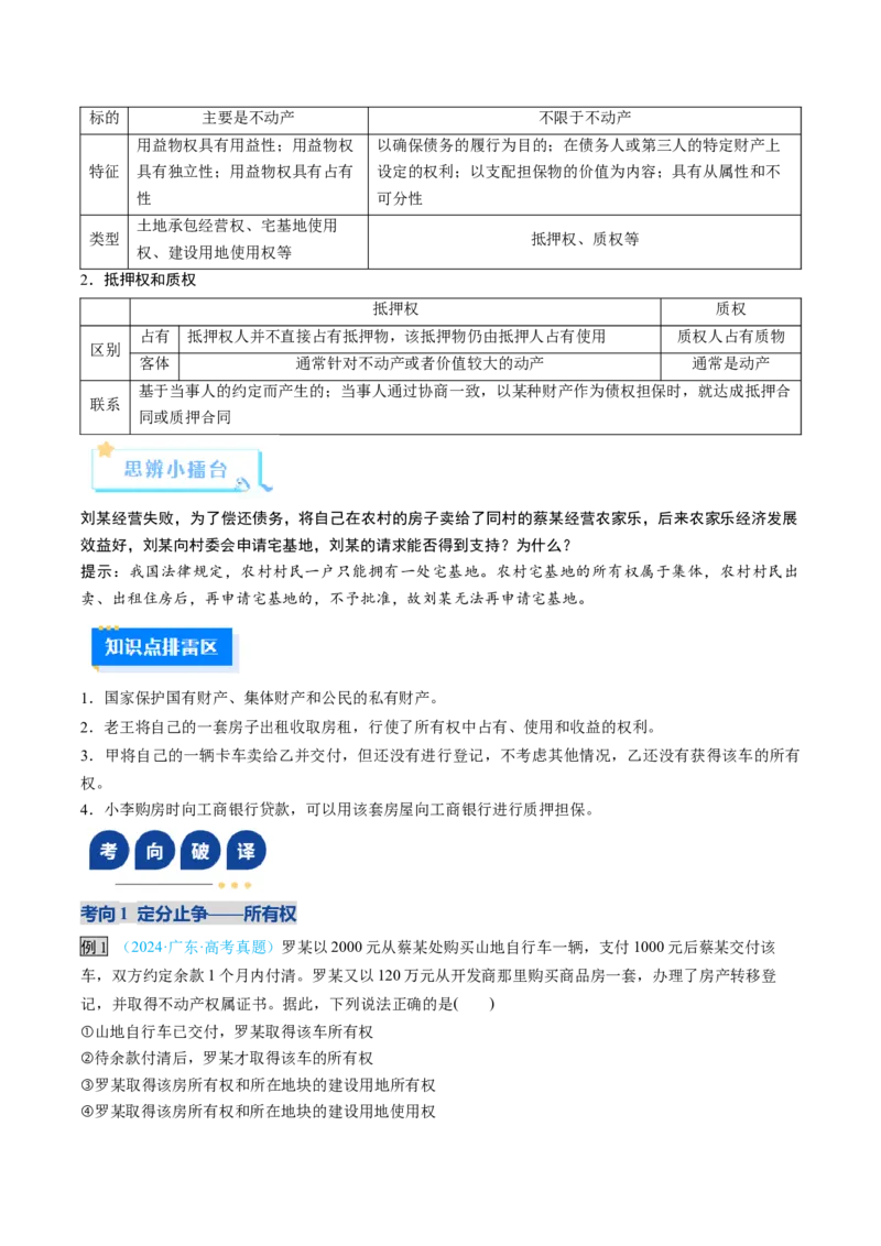 《第02课依法有效保护财产权（复习讲义）（学生版）（全国通用）_zheng治_2026年_2026年高考政治一轮复习讲义+练习+课件（新教材新高考）-G55_2026版_选择性必修2法律与生活》第6页预览