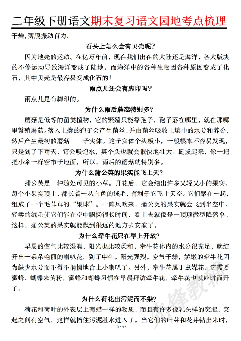 《二年级（下）语文园地考点梳理_2年级下册同步教辅_2下-语文_二下语文-重点必备资料》第9页预览