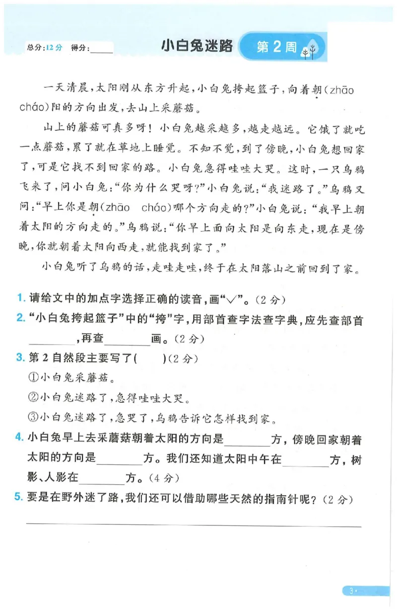 《二年级（下）语文周周提优_2年级下册同步教辅_2下-语文_二下语文-专项练习》第3页预览