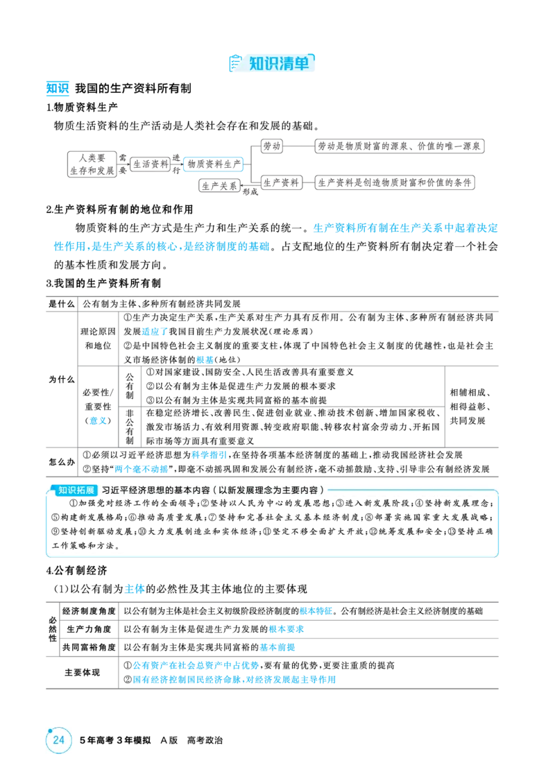 《1_精讲册PDF-第一课我国的生产资料所有制_2026版教学资源包_202653高考总复习A版_江苏版_2026版.江苏版.选考总复习.政治.5·3A版_一、图书电子教参_必修2经济与社会_2_精讲册PDF》第2页预览