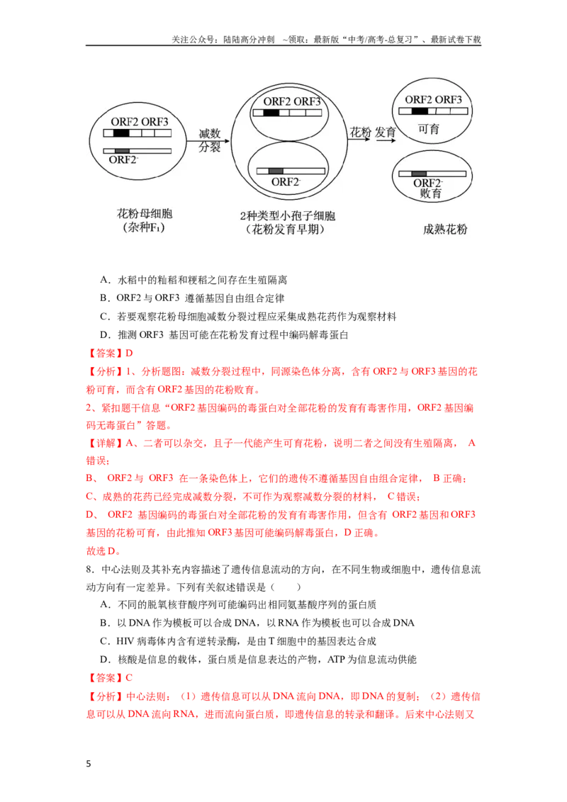 《题型09规范答题类（解析版）_06-生物-高考总复习_专项复习_2024年_2024年高考生物热点题型押题习题专项训练全国通用_资料》第5页预览
