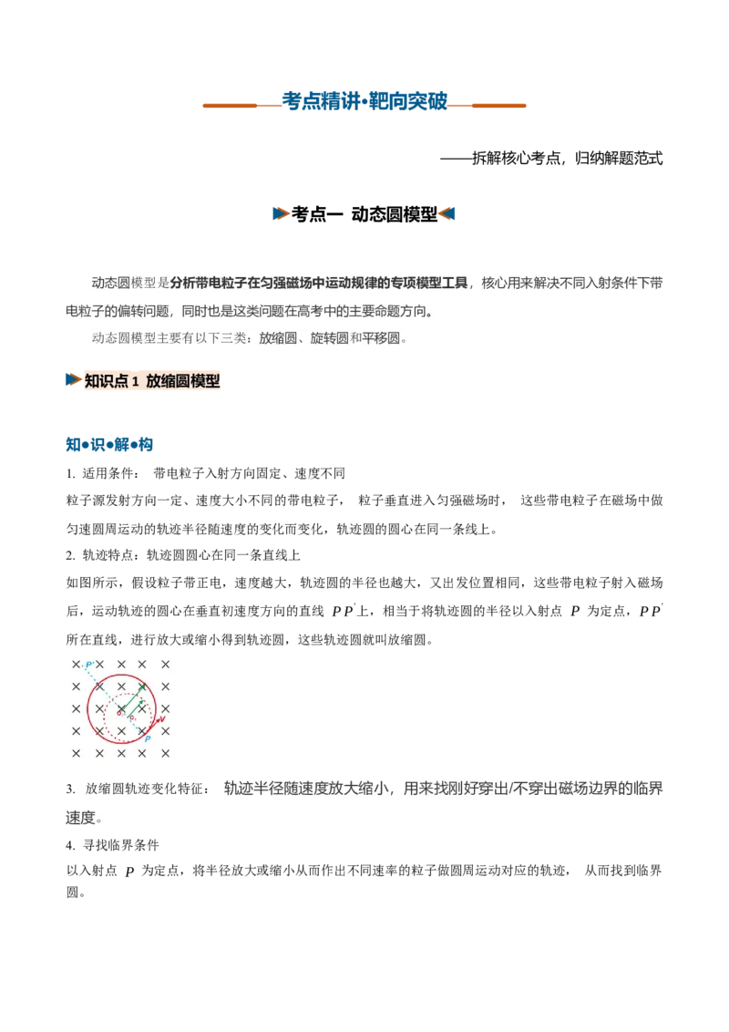 《第27讲动态圆、磁聚焦和磁发散问题（复习讲义）（黑吉辽蒙专用）（学生版）_地理_2027年高考地理一轮_2027年高考物理一轮课件+讲义+练习（黑吉辽蒙专用）-G330_2027版》第4页预览
