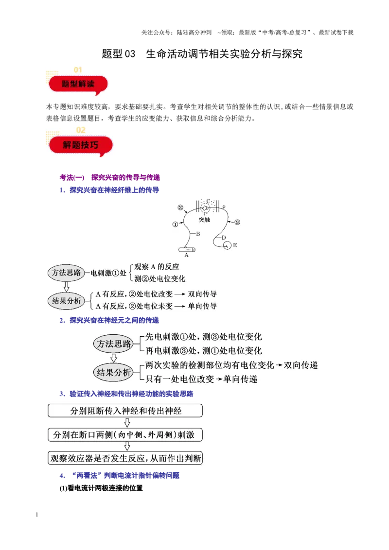 《题型03生命活动调节相关实验分析与探究（教师版）-27页_06-生物-高考总复习_专项复习_2025年_2025年高考生物实验题型通关_资料》第1页预览