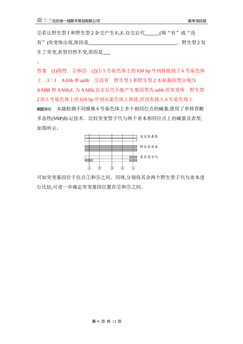 《1_精练册Word-第11章　基因突变及其他变异_2026版教学资源包_202653高考总复习A版_山东版_2026版.山东版.选考总复习.生物.5·3A版_第2部分遗传与进化_第11章基因突变及其他变异_5_习题WORD》第6页预览