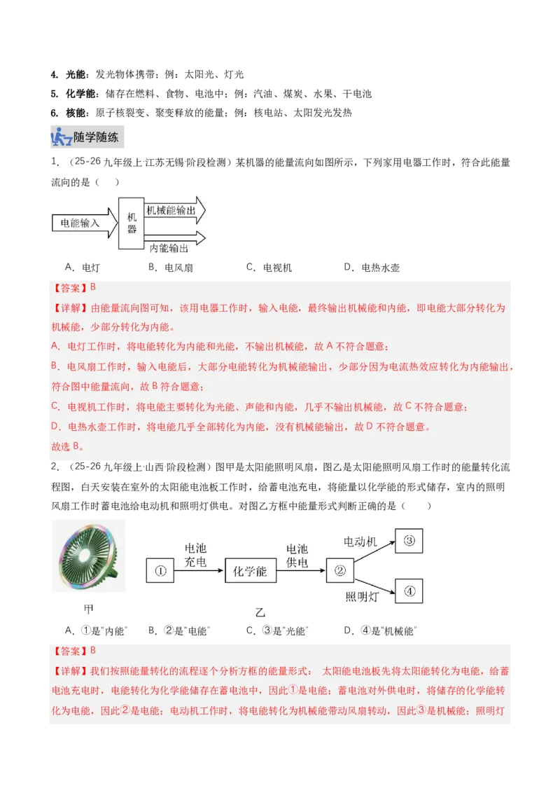 《14.1能量的转化与守恒（讲义）（解析版）_2026秋初中教辅合集_2027学科网&_上好课2026-2027九全物理《同步备课系列》（人教版）26.7》第2页预览
