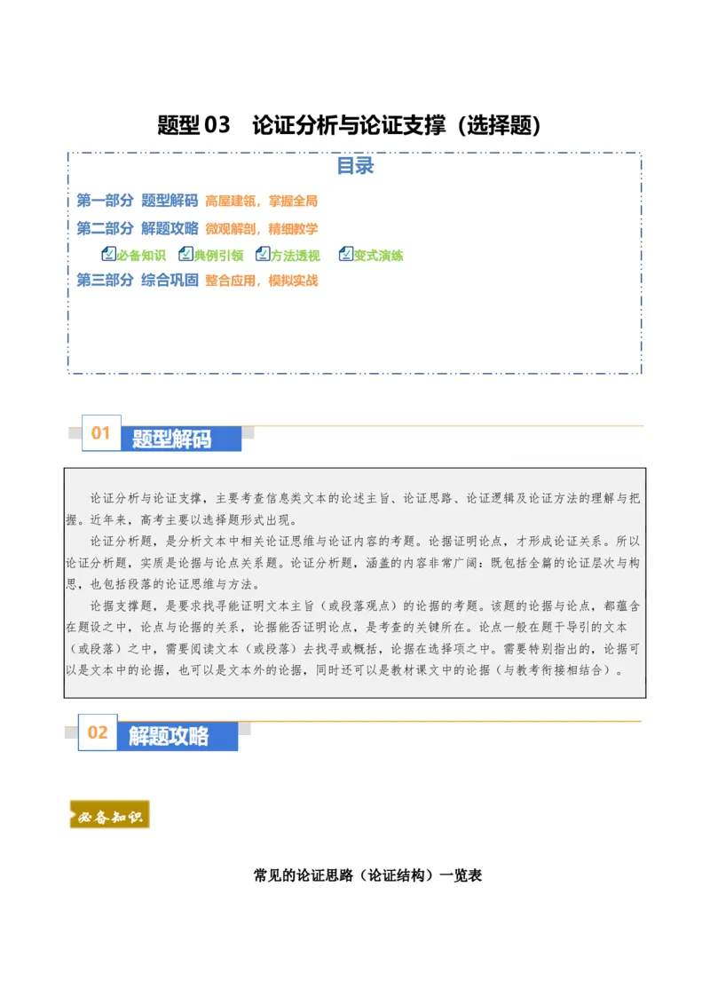 《题型03论证分析与论证支撑（题型专练）（全国通用）（学生版）_专项复习_2026年-语文专项复习_2026年高考语文重难点讲义专练（新高考通用）-G102_2026版》第1页预览