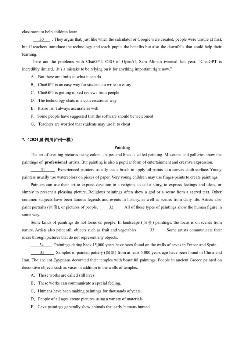 《04七选五（全国卷专用）（原卷版）_英语(2)_专项复习_2025年_2024年高考一模试题分类汇编英语全国卷专用》第5页预览