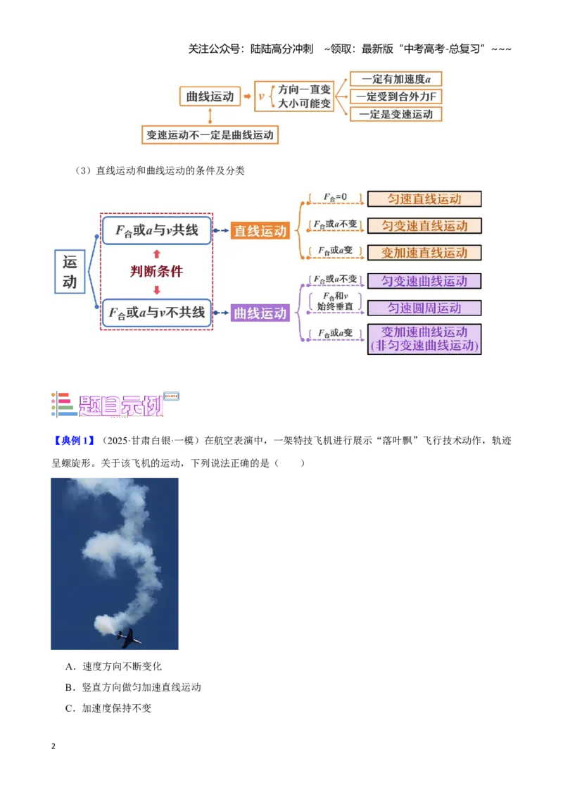《第5讲曲线运动及其应用（教师版）_04-物理-高考总复习_一轮复习_2026年-物理高考一轮复习_2026年高考物理一轮复习讲义+练习+课件（新教材新高考）-G55_2026版_第四章曲线运动》第2页预览