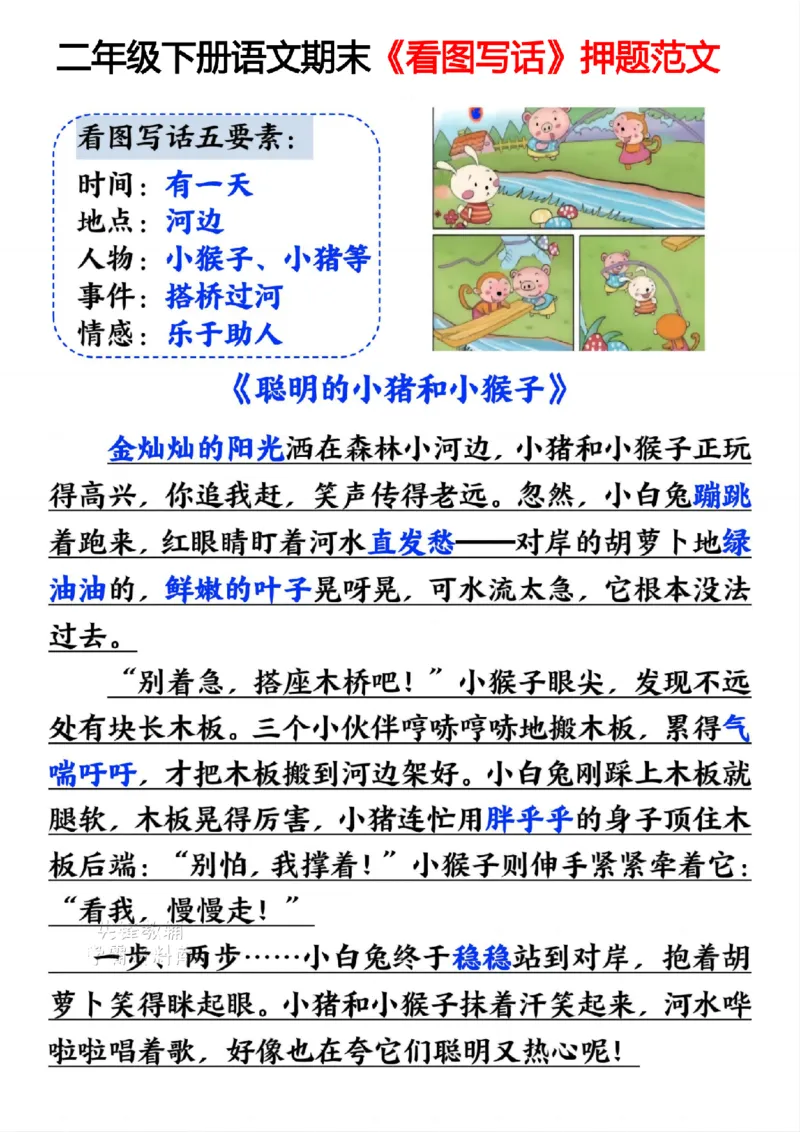 《二年级（下）语文期末《看图写话》押题范文_2年级下册同步教辅_2下-语文_二下语文-看图写话》第3页预览