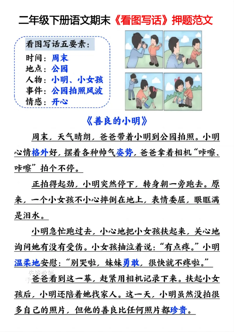 《二年级（下）语文期末《看图写话》押题范文_2年级下册同步教辅_2下-语文_二下语文-看图写话》第6页预览
