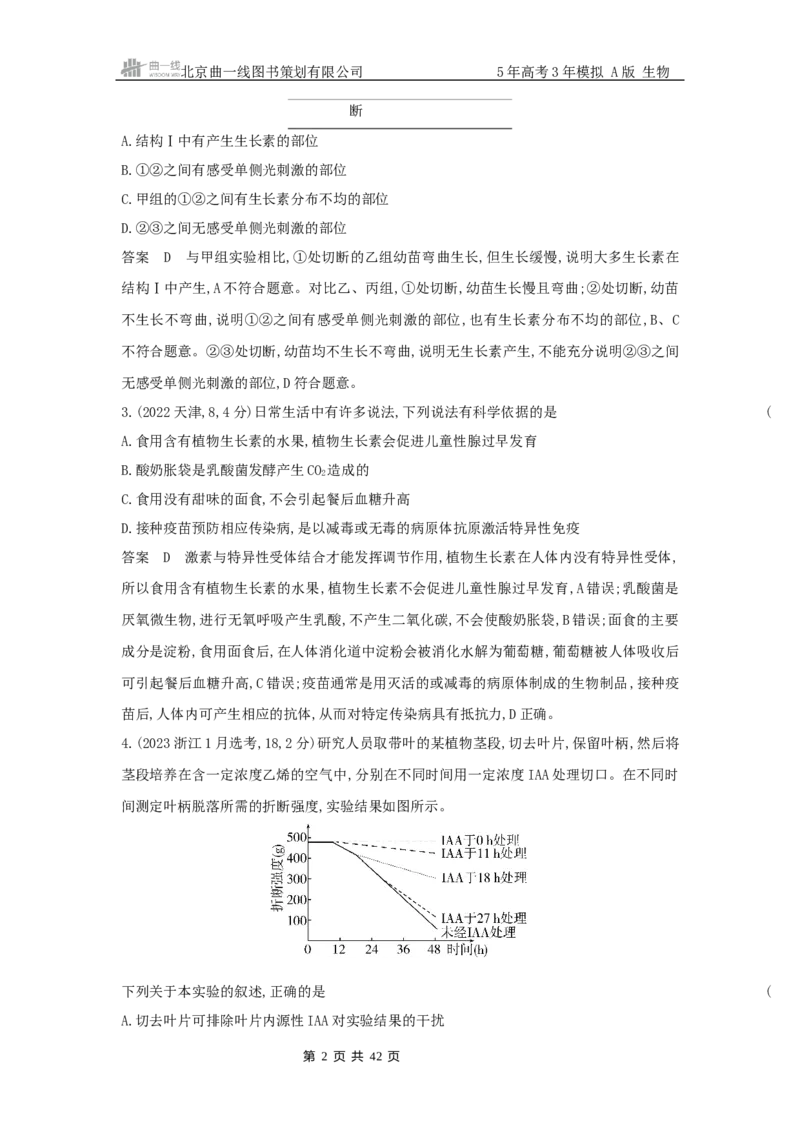 《8_专题16植物生命活动的调节_2025版教学资源包_（总复习系列）2025版《5年高考3年模拟》新高考版A版（⭐全科）_2025版.新高考版.选考总复习.生物.5·3A版_第二部分图书拓展资源》第2页预览