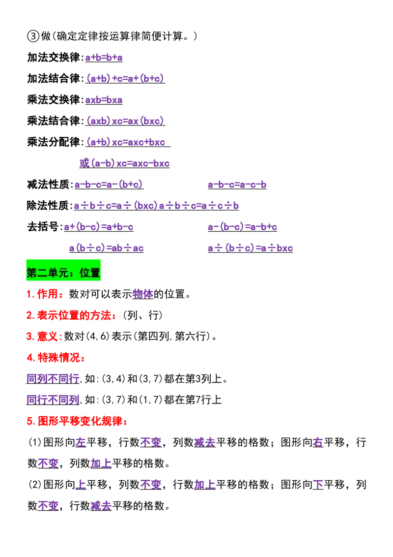 《五年级上册数学期中必背知识点汇总(1)_5年级上册同步教辅_5上数学_五上数学通用重点必背资料+专项练习》第2页预览