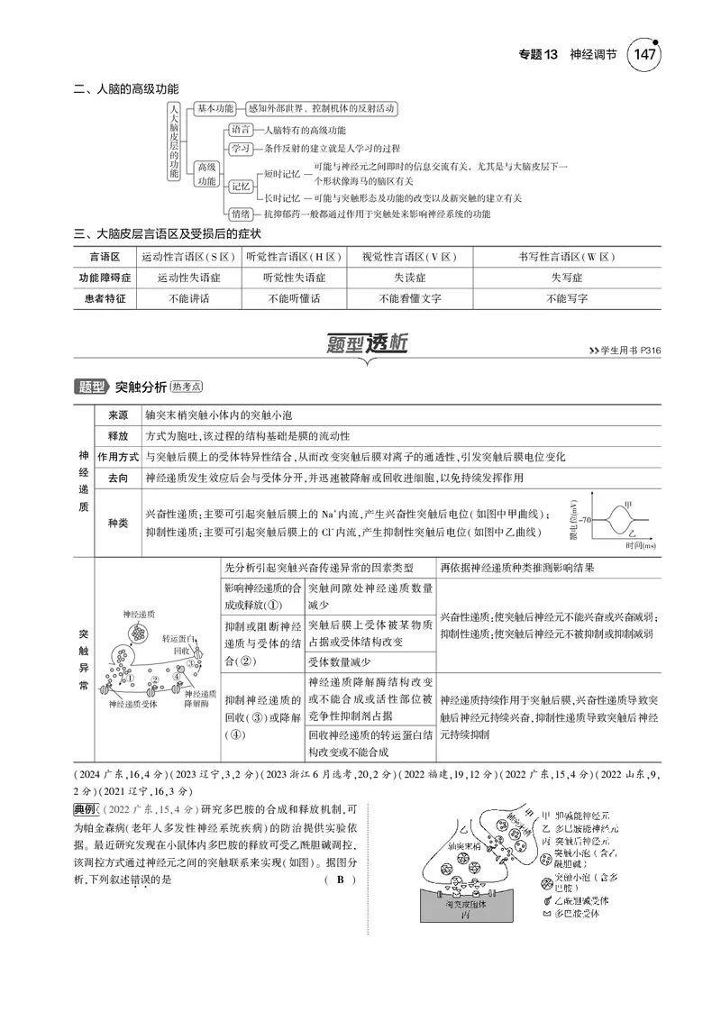 《5_2025版5·3B版新高考版教师用书PDF_2025版教学资源包_（总复习系列）2025版《5年高考3年模拟》新高考版B版（⭐全科）_2025版.新高考新教材版.选考总复习.生物.5·3B版_专题13神经调节》第4页预览