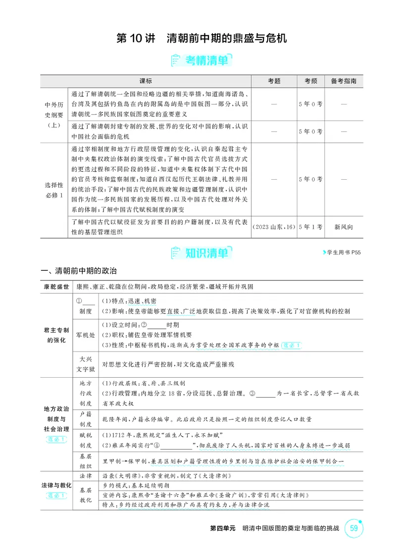 《1_精讲册-第四单元　明清中国版图的奠定与面临的挑战_2026版教学资源包_202653高考总复习A版_山东版_2026版.山东版.选考总复习.历史.5·3A版_二、教师用书PDF_第一部分中国古代史_2_精讲册PDF》第5页预览