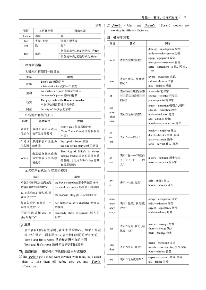 《专题一名词、代词和冠词_2022版教学资源包_五年高考三年模拟_2022版课标版高考总复习英语5·3B版_专题一名词、代词和冠词_专题一名词、代词和冠词（专题电子书）_专题电子书》第3页预览