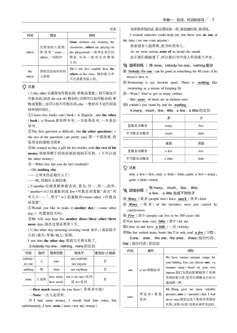 《专题一名词、代词和冠词_2022版教学资源包_五年高考三年模拟_2022版课标版高考总复习英语5·3B版_专题一名词、代词和冠词_专题一名词、代词和冠词（专题电子书）_专题电子书》第7页预览