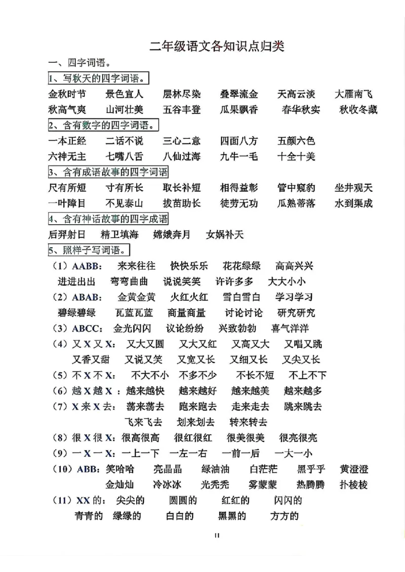 《二年级语文各知识点归类_2年级上册同步教辅_2上-语文_二上语文-重点必背资料》第1页预览
