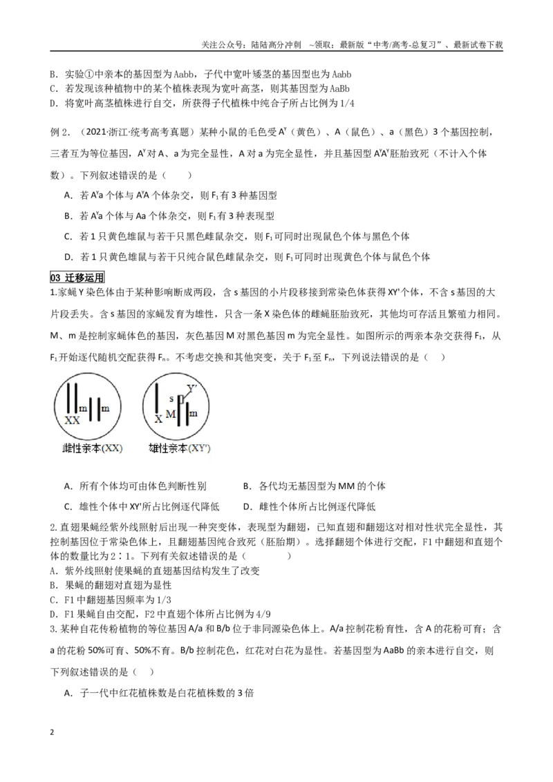 《题型05遗传相关计算类（选择题4大类型解题技巧）（原卷版）_06-生物-高考总复习_专项复习_2024年_2024年高考生物答题技巧与模板构建》第2页预览