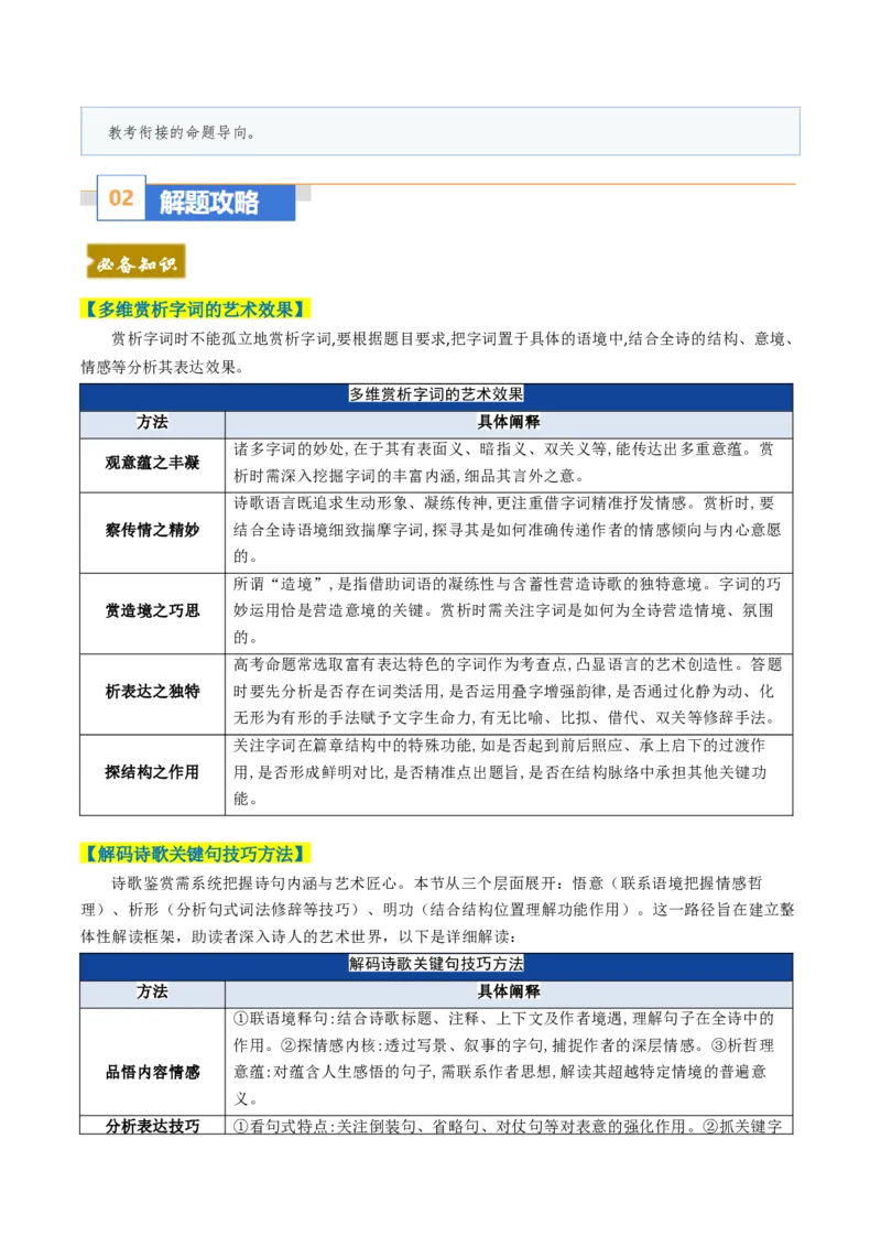 《题型02古代诗歌语言鉴赏题型突破（题型专练）（全国通用）（学生版）_二轮复习_2026年-语文二轮复习_2026年高考语文二轮复习课件+讲义+练习（新高考通用）-G92_2026版》第2页预览