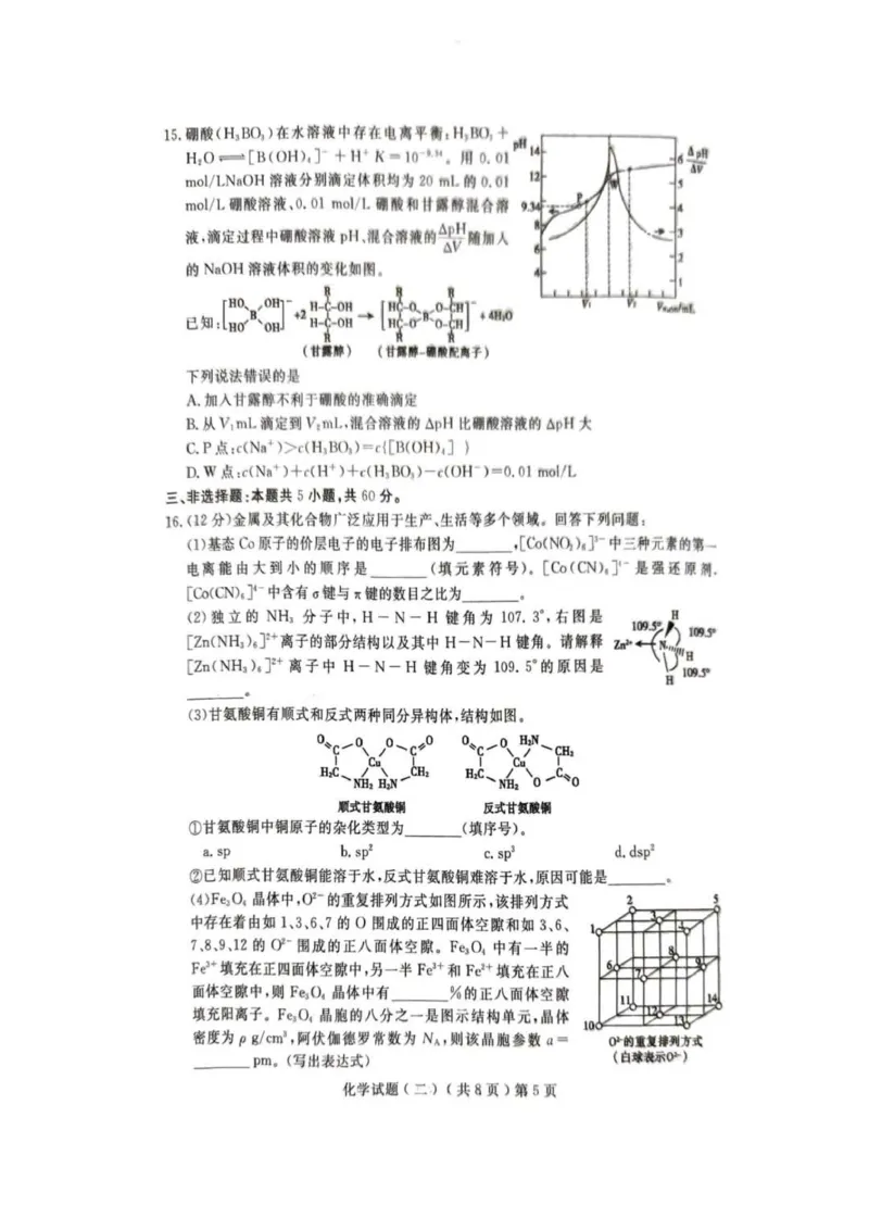 《56_05化学山东聊城市（二模）试卷+标答评分细则_2025版教学资源包_（总复习系列）2025版《5年高考3年模拟》新高考版B版（⭐全科）_2025版.新高考新教材版.选考总复习.化学.5·3B版》第5页预览