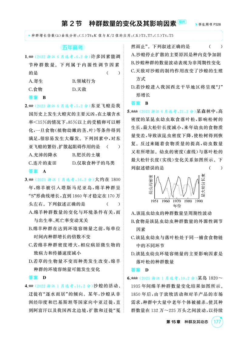 《1_精练册-第15章种群及其动态_2026版教学资源包_202653高考总复习A版_浙江版_2026版.浙江版.选考总复习.生物.5·3A版_第4部分生物与环境_第15章种群及其动态_1_精练册PDF》第4页预览