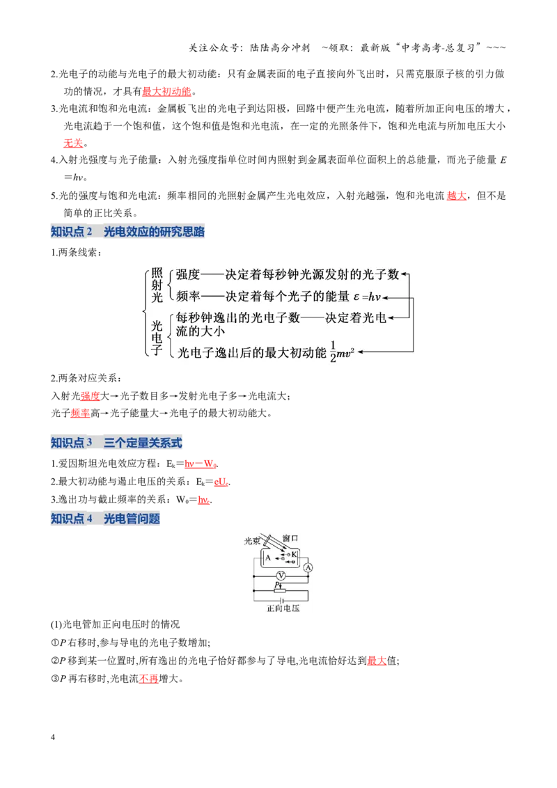 《第66讲光电效应波粒二象性（复习讲义）（全国通用）（教师版）_04-物理-高考总复习_一轮复习_2026年-物理高考一轮复习_2026年高考物理一轮复习讲义+练习+课件（新教材新高考）-G55_2026版》第4页预览