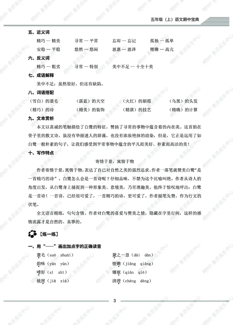 《五年级上期中精讲精练_5年级上册同步教辅_5上语文_五上语文必背》第5页预览