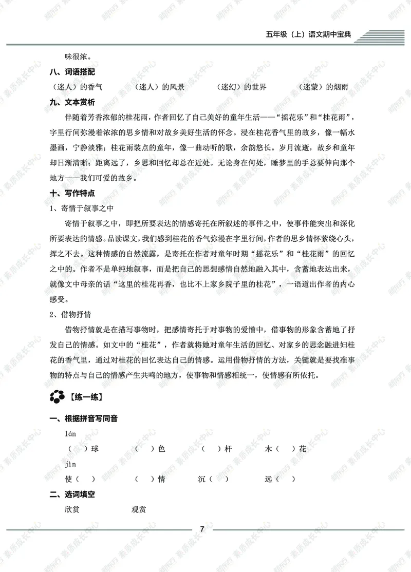 《五年级上期中精讲精练_5年级上册同步教辅_5上语文_五上语文必背》第9页预览