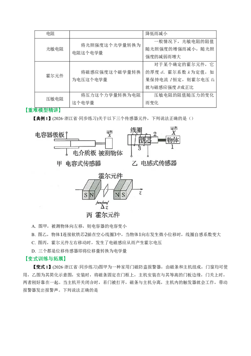 《第48讲传感器实验：利用传感器制作简单的自动控制装置（举一反三讲义）（学生版）_地理_2027年高考地理一轮_2027年高考物理举一反三系列（新高考通用）-G249_资料_2027版》第4页预览