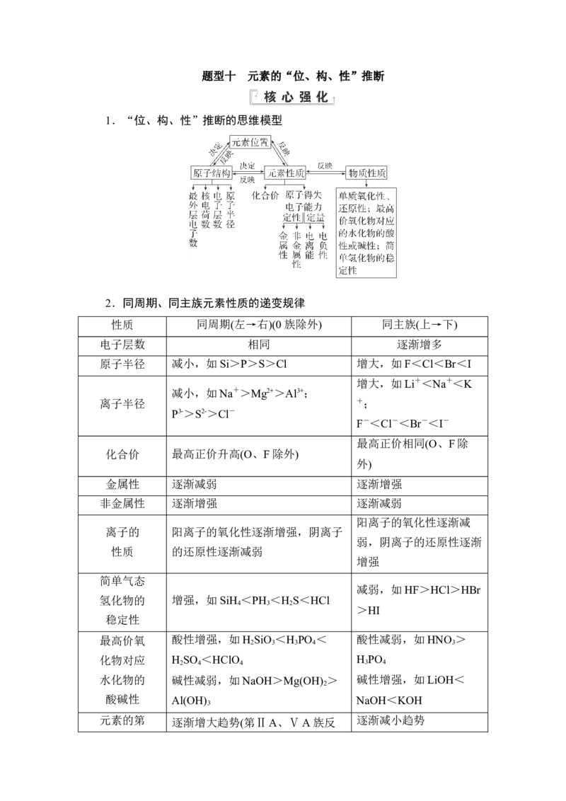 《10题型十　元素的“位、构、性”推断_2026版高中《二三轮复习+冲刺复习》》第1页预览