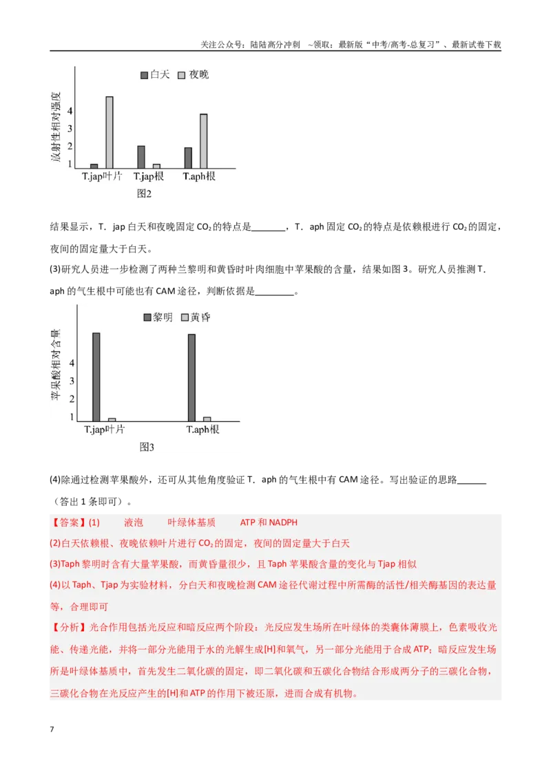 《重难题型02C3植物、C4植物和CAM植物的光合作用（教师版）_06-生物-高考总复习_专项复习_2025年_2025年高考生物重难点讲义专练（新高考通用）》第7页预览