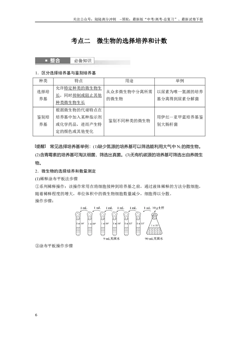 《第十单元　第57课时　微生物的培养技术与应用_06-生物-高考总复习_一轮复习_2025年_2025年大一轮复习讲义人教版生物_资料_1-资料_大一轮复习讲义教师专用》第6页预览